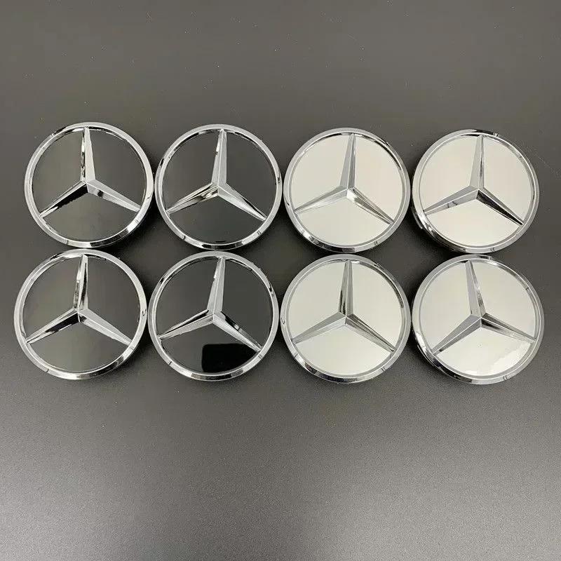 4Pcs 75MM/60MM Car Tire Wheel Center Hub Cap Covers For Mercedes Benz Badge Emblem Rim Cover Auto Style Decorate Accessories