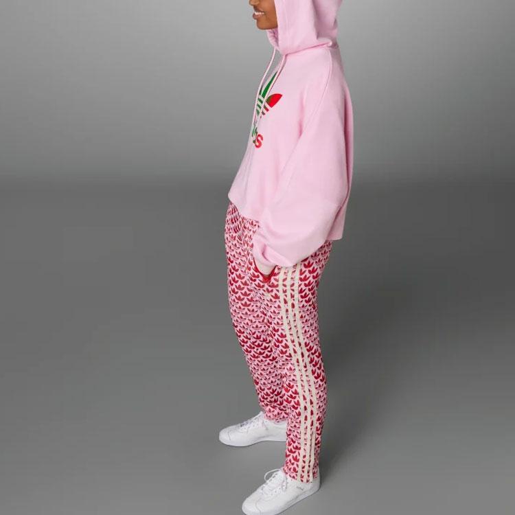 Adidas Originals SS23 Adicolor Serie Retrò Anni '70 Felpa con Cappuccio e Maniche Lunghe con Stampa Logo a Lettere Donna felpa Rosa IK7863