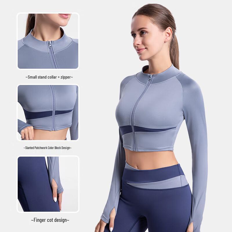 Women's Color Block Crop Sports Yoga Top