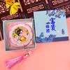Emboss Chinese Style Handheld Mirror Portable Pocket Makeup Mirror Metal Cosmetic Mirror  Girls