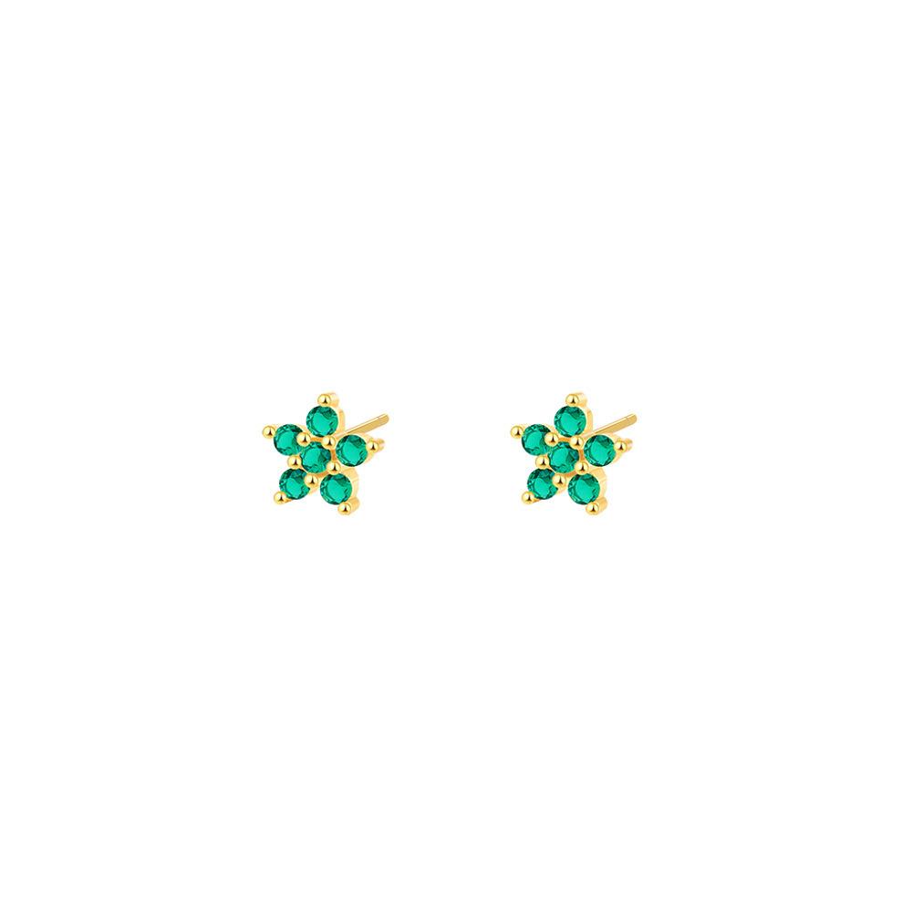 

Real 925 Sterling Silver Sweet Colorful Zircon Flower Stud Earrings for Women Wedding Party Fine S925 Jewelry