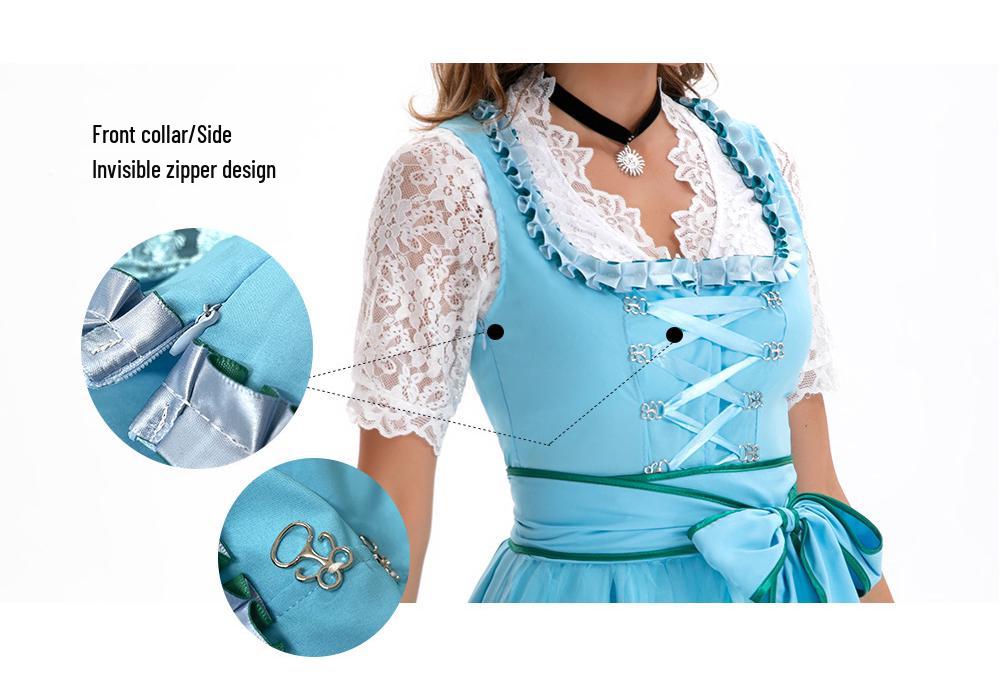 Německé pivní šaty pro plnoštíhlé, evropské a americké Oktoberfest krátký rukáv s ramínky