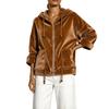 Giacca da donna con cappuccio, zip frontale e tasche, a maniche lunghe, per abbigliamento casual