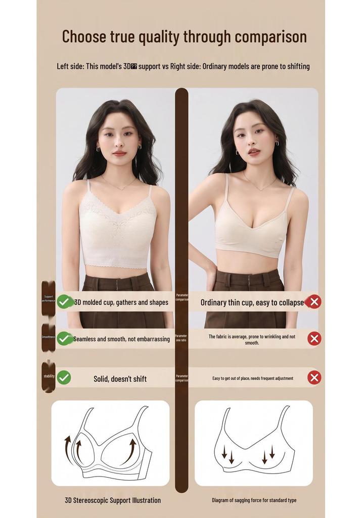 2026 New Soft Lace Seamless Camisole with Built-in Bra Cups - Breathable & Skin-Friendly Base Layer
