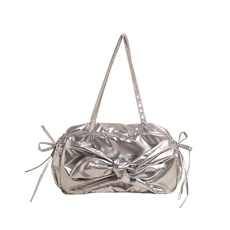 Women's Casual Large Capacity Shoulder Bag Korean Style Armpit Bag Sweet and Soft Bow Bag