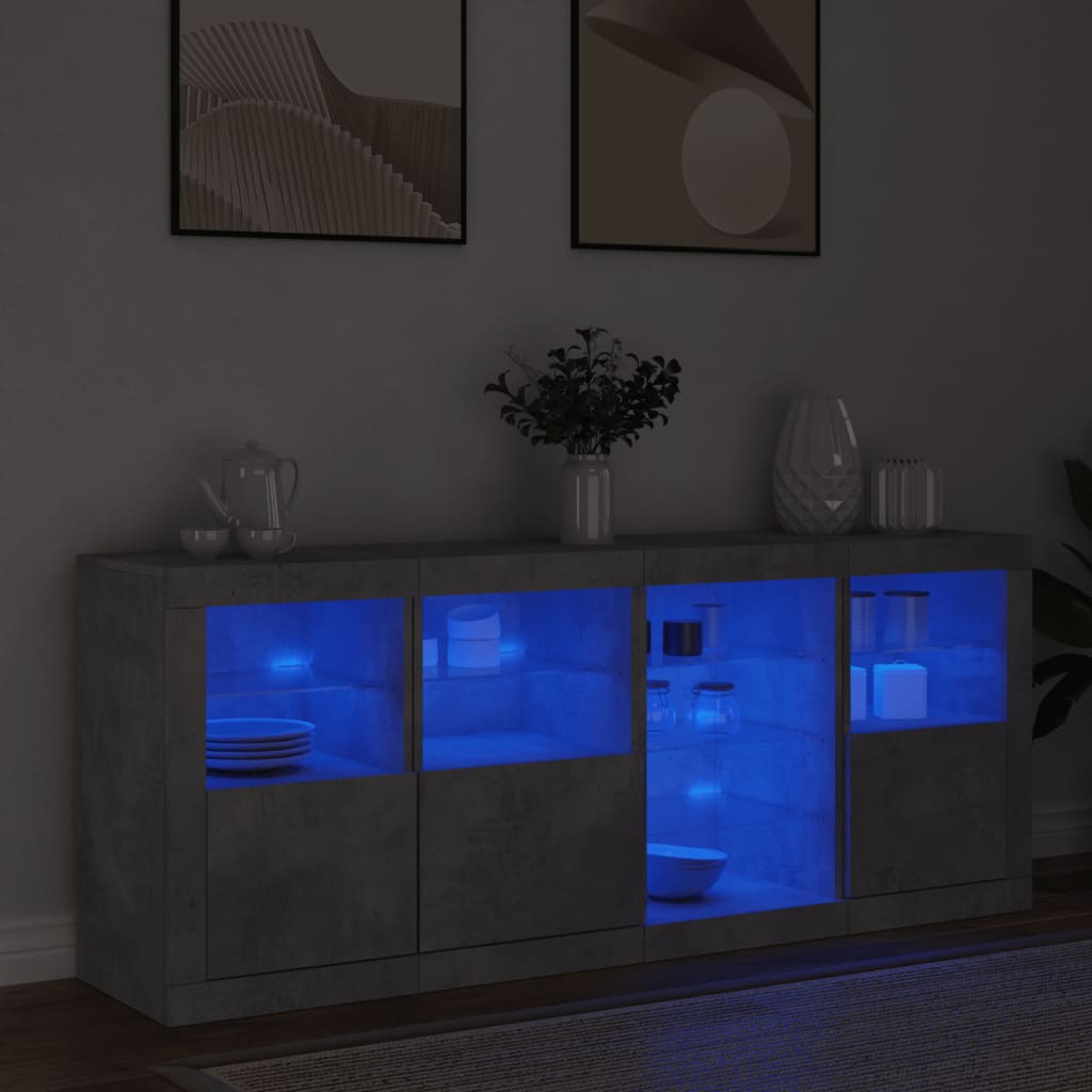 Vidaxl Szafka Z Oświetleniem Led, Szarość Betonu, 164X37X67 Cm