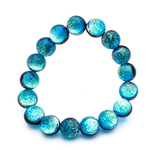 [GOLD STONE] Glowing Hateruma Blue Firefly Glass 12mm Bracelet from Hateruma Island, Okinawa, Inner Diameter: Approx. 19cm