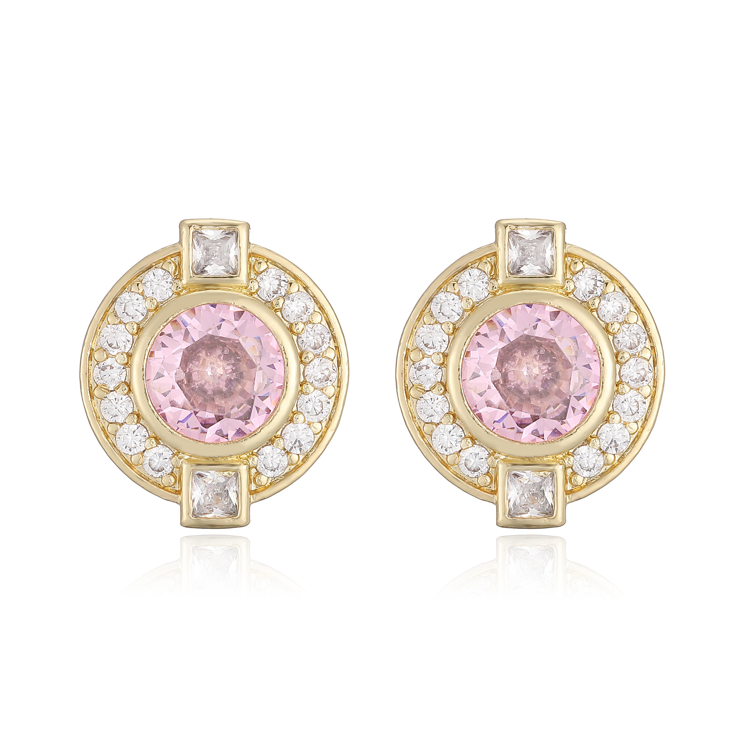 

Fashion Sugar Cube Round Stud Earrings Women s Full-Set Zirconia Pierced Earrings Engagement & Wedding Jewellery Other