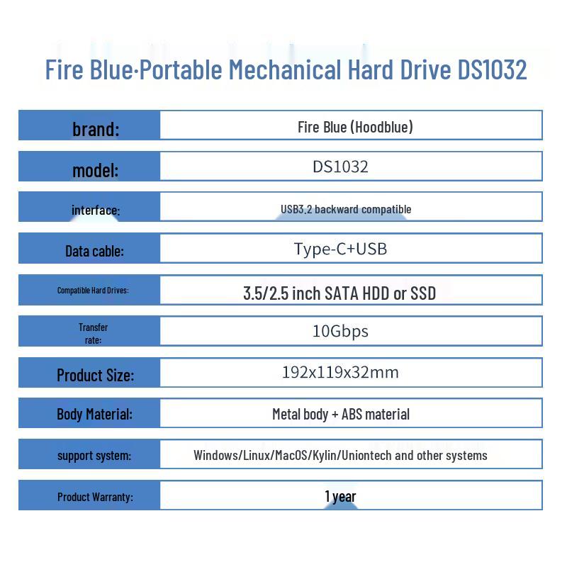 Hoodblue DS1032 High-Speed External Desktop Hard Drive