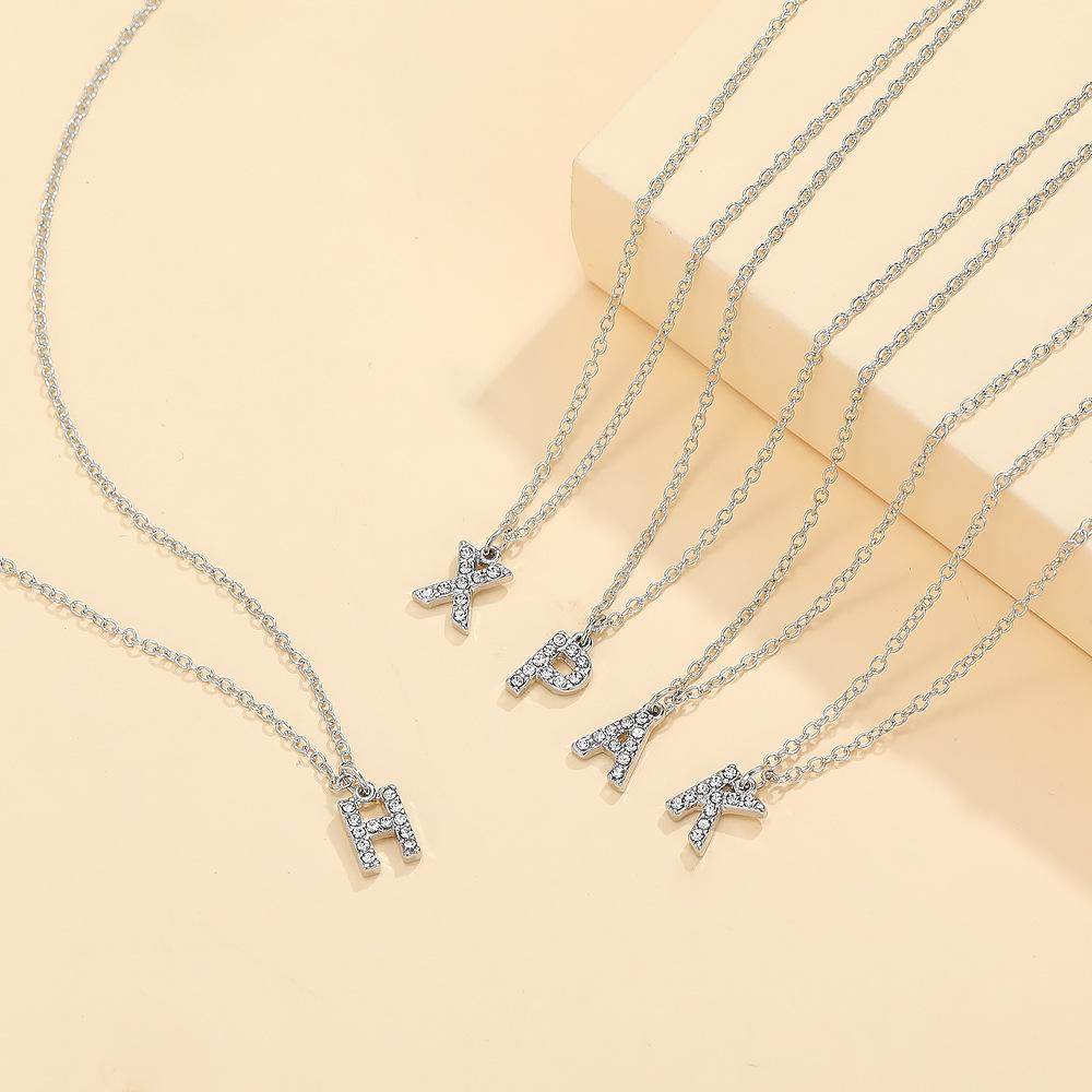 Fashion Shining A-Z Letter Pendant Charm Necklace 26 Initial Alphabet Name Clavicle Chain Party Valentine'S Day Jewelry Gift