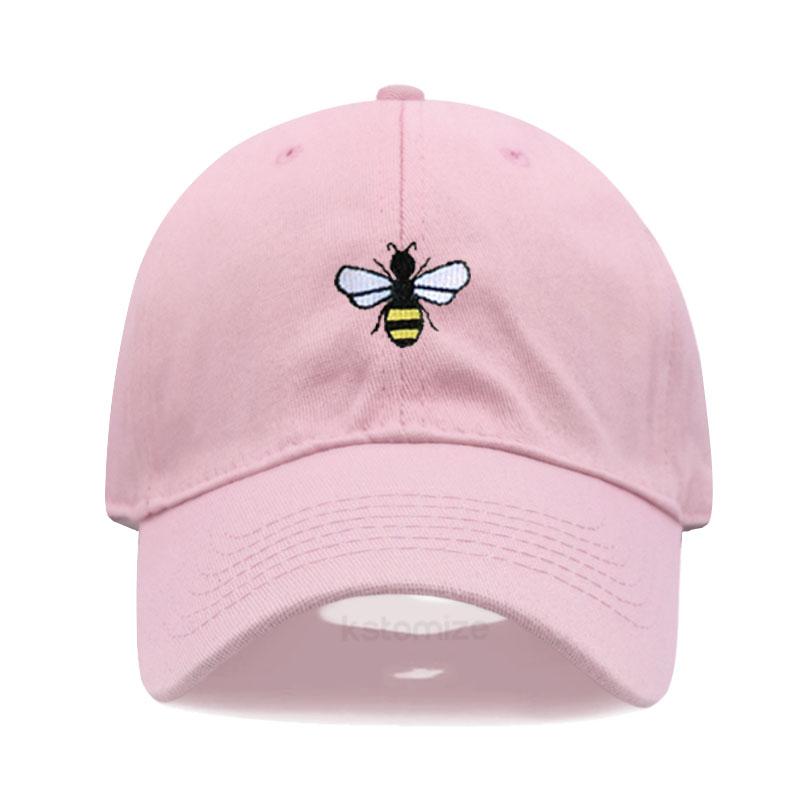 Washed Cotton Honeybee Embroidery Baseball Caps For Men Women Dad Hat Adjustable Snapback Cap Dropshipping