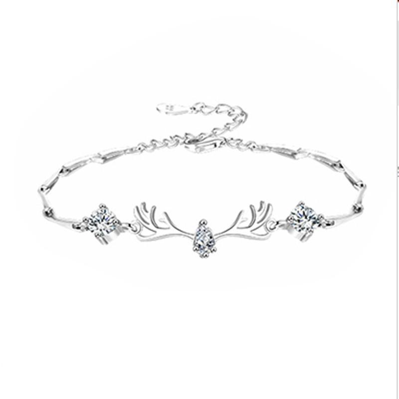 Stříbrný náramek s parohy pro ženy - Stylový, jednoduchý, personalizovaný vánoční dárek šperk