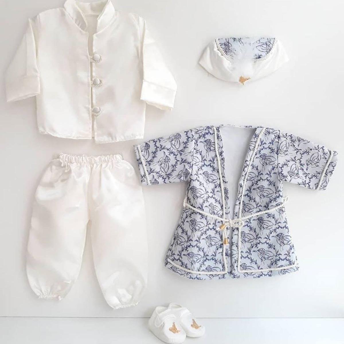 

Брошь Tuğra Блестящий кремовый синий пояс Mevlüt Set