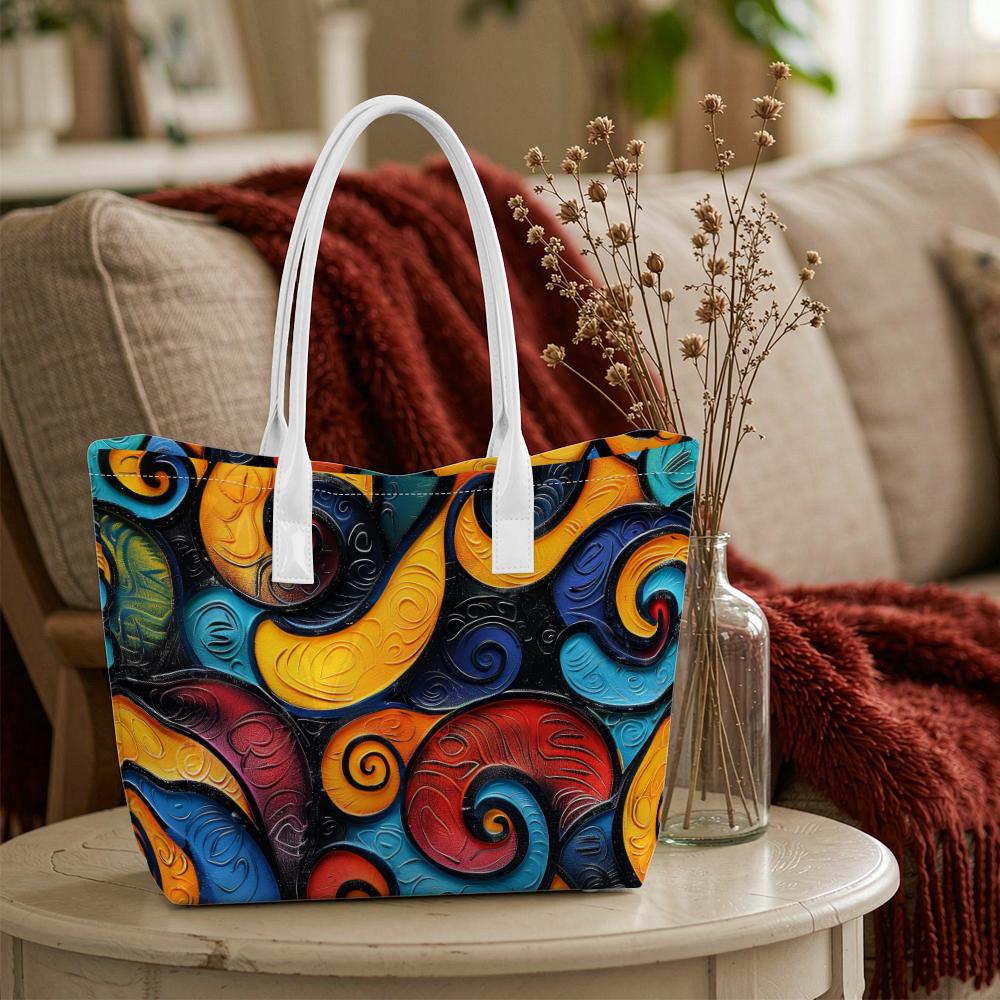 Vintage Swirl Print Shoulder Bag Fashion Daily Outdoor Commute Tote