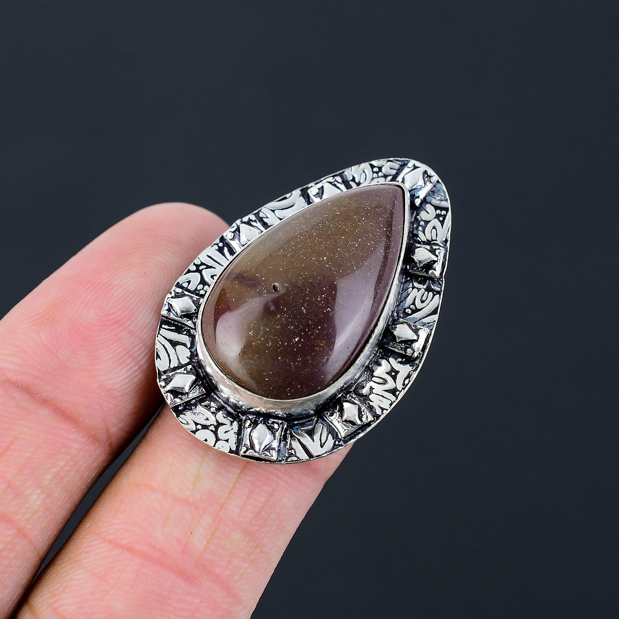 Кольцо-солитер с камнем яшма «Кофейное зерно», серебро 925 пробы, на годовщину, размер 8 8