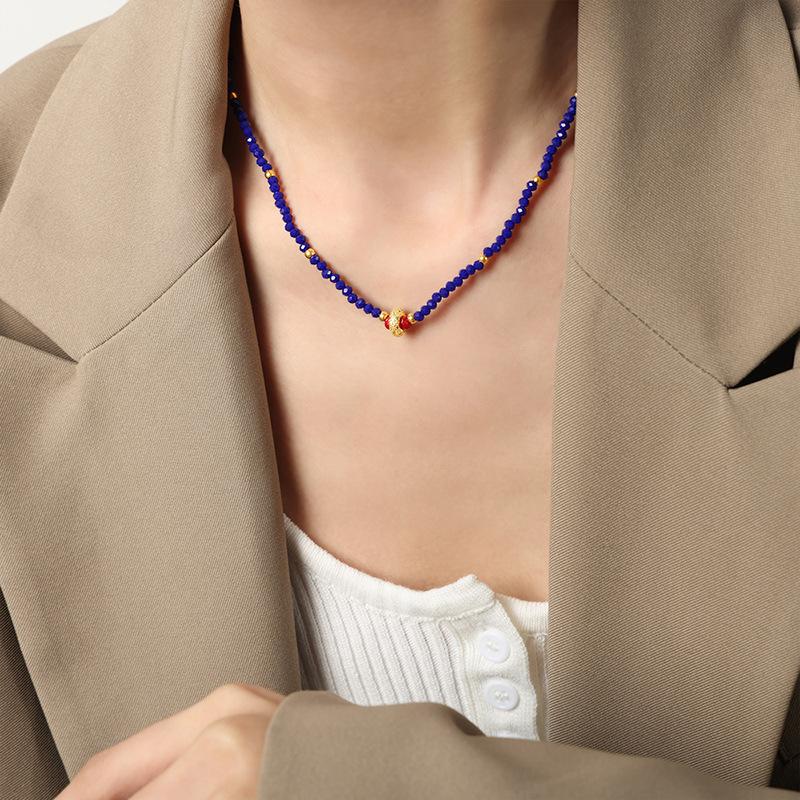 

Натуральный камень огранка круглые бусины бисерное ожерелье ручной работы чешское бриллиантовое кольцо медная подвеска ключичная цепочка универсальные украшения для женщин