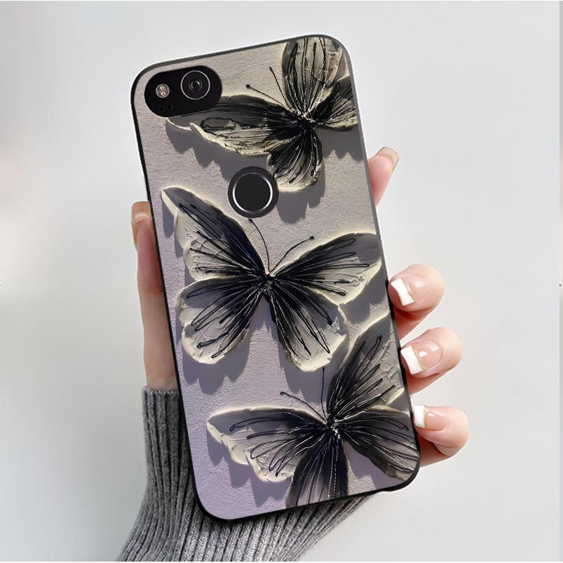 Für Google Pixel 2 Hülle Weicher Schwarzer Silikon-Stoßfänger Schmetterling Handyhülle für Googe Pixel2 2XL Pixel2XL 2 XL Hüllen Fundas Coque