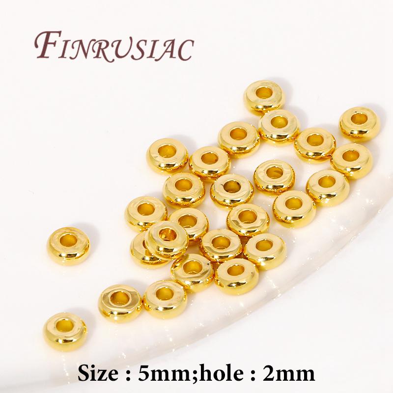 4/5MM Smooth Metal Separators Beads 18K Gold Plated Round Flat Spacer Beads Supplies For Jewelry,DIY Bracelets/Necklace Fittings