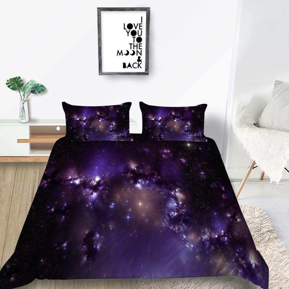 Star Printing Bedding Single Double Bed Full Size 3D Microfiber Universe Printing Pillowcase and Quilt Cover 2/3 Comfortable Home Decoration