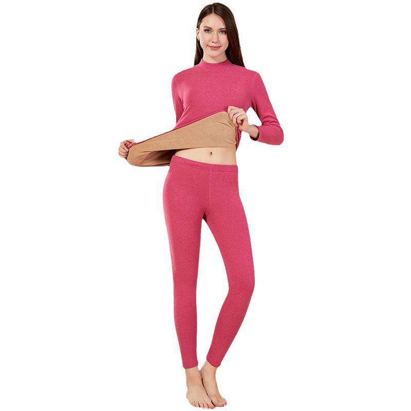 Plus Size Sherpa Thermal Underwear Set - Velvet Thick, Half Turtleneck for Men & Women