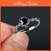 Small Color Square Modern Silver Black Stones Wedding Band Vintage Style Men Women Engagement Ring Jewelry Size 610