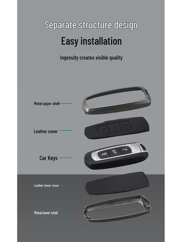 Protective Key Case for Geely Boyue Pro, Xingyue S, Xingrui L Models - Unisex Design with Shell and Buckle