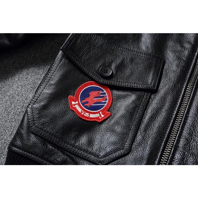 Chinese Size Men Genuine Leather Jacket Quilted Patches 100% Cowhide & Natural Fur Collar Flight Coat Aviator Clothing Winter