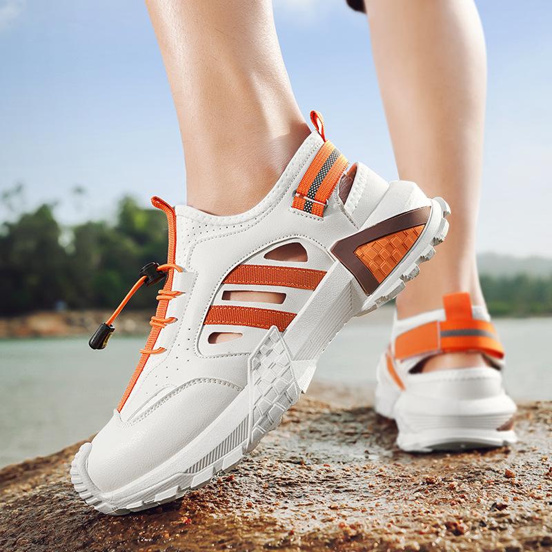 

Summer breathable men s shoes, outdoor wading, quick-drying, hole shoes, thick-soled comfortable hiking shoes, trendy slip-ons, one-foot pedals 44