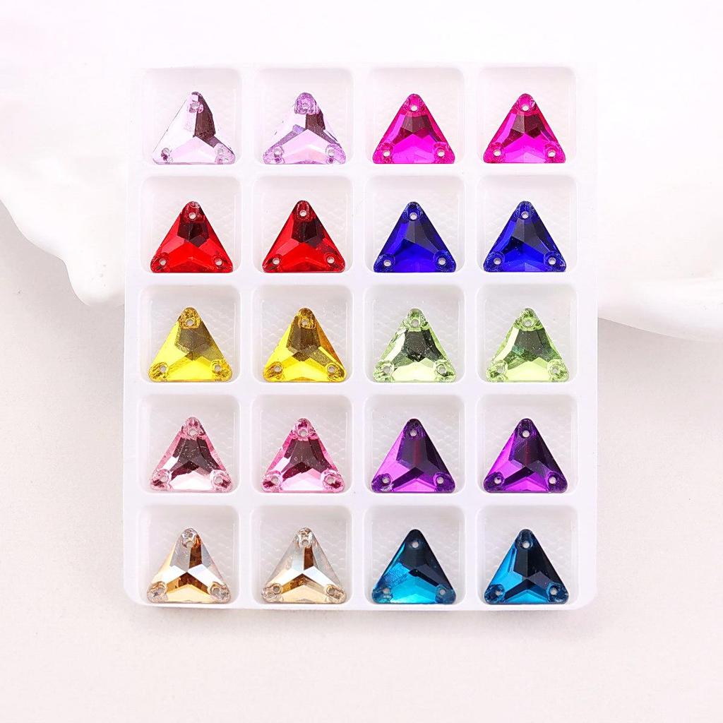 Mixed Color Crystal Buckles - Handmade Double Hole Glass Diamond for DIY Clothing