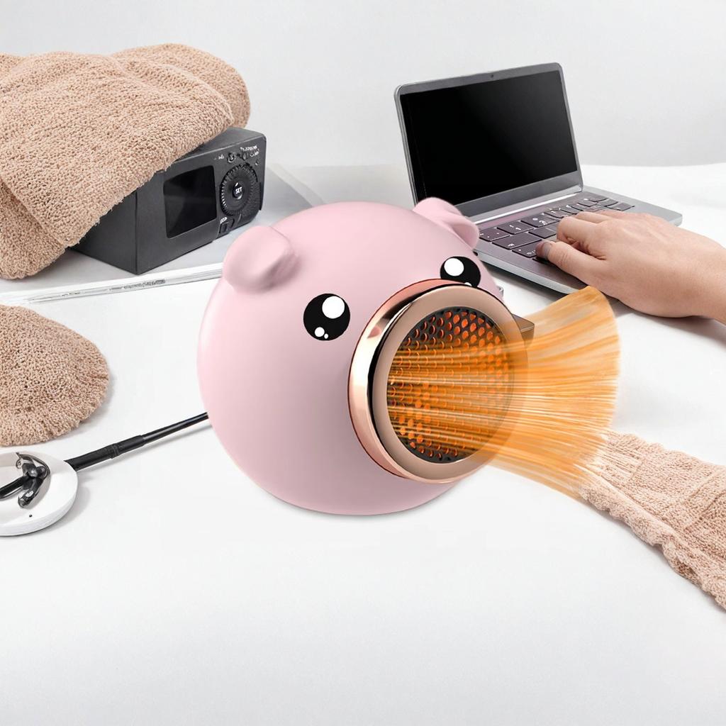 Cute Pig Desktop Heater Winter Portable Warm Fan for Home Dormitory