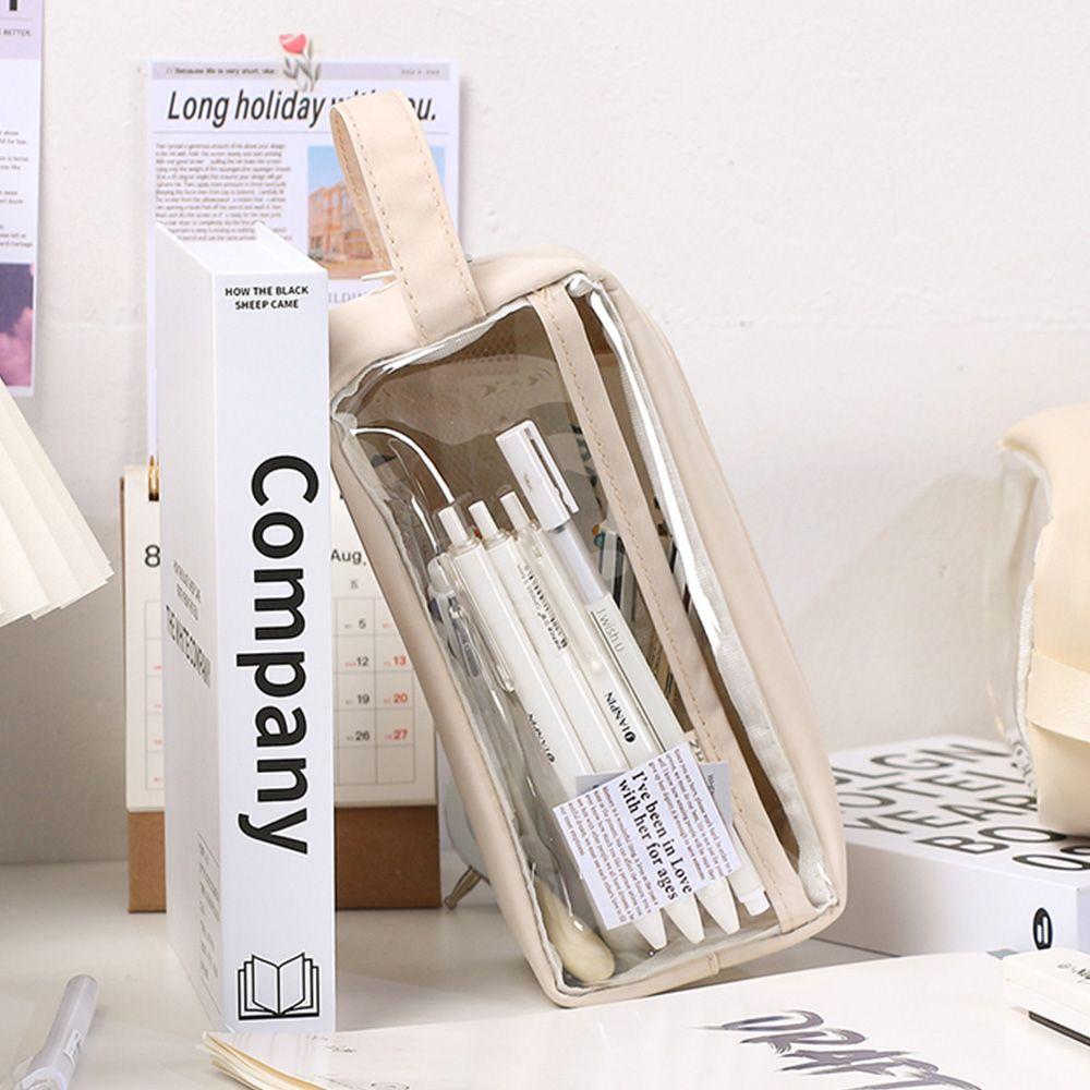 Transparent PVC Pencil Bag Japanese Style Stationery Storage Waterproof Pencil Pouch Cosmetic Bag School Student Supplies New
