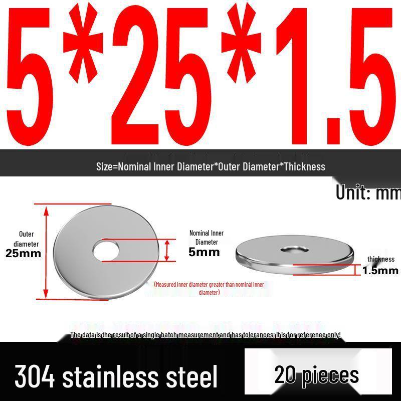 Thickened 304 Stainless Steel Flat Washer Spacer (M2-M36)