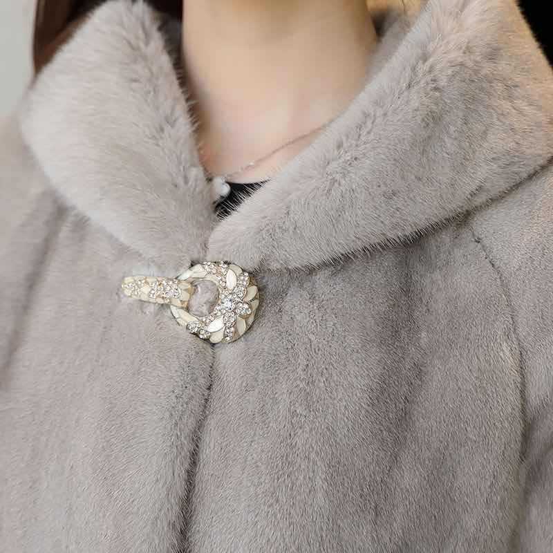 Imitation Rex Rabbit Hair Imitation Fur Jacket Women's Autumn and Winter Imitation Mink Hair Coat Medium and Long Thickened Large Size Hooded