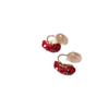 Sterling Silver Red Ear Clip Earrings (No Piercing) - Chinese New Year 2026 Girls' New Style, Light Luxury High-End.