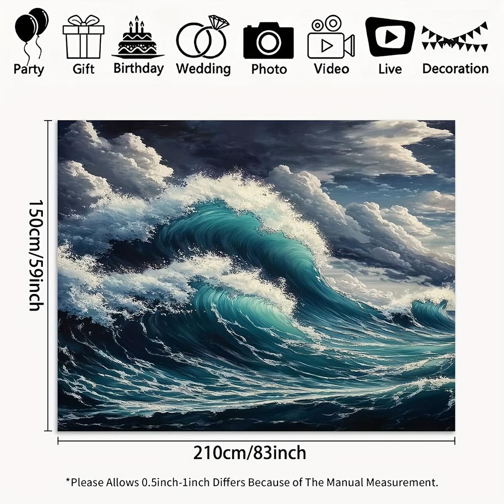 One piece set of 2D flat background fabric - wave landscape pattern, one piece set of photography background banner