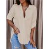 2024 Solid Button Front Shirt  Casual Turn Down Collar Office Work Shirt  Women's Clothing