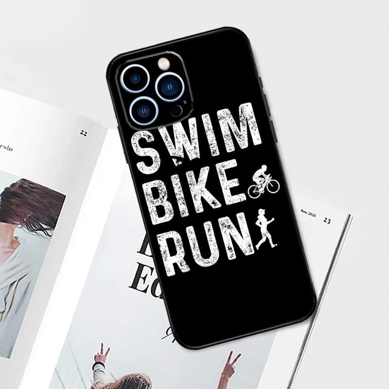 Swim Bike Run Triathlon Case For iPhone 17 Pro Max 14 11 15 16 Pro Max 13 12 mini 16 Plus 16e 17 Air Phone Cover