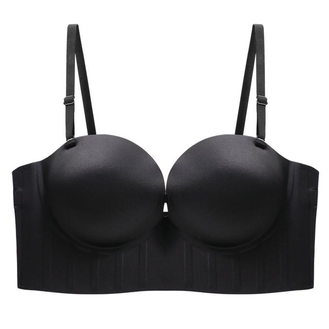 

Front Closure Strapless Non-Slip Bandeau Bra for Small and Flat Chests - Wire-Free, Seamless, and Enhancing. 34/75AB