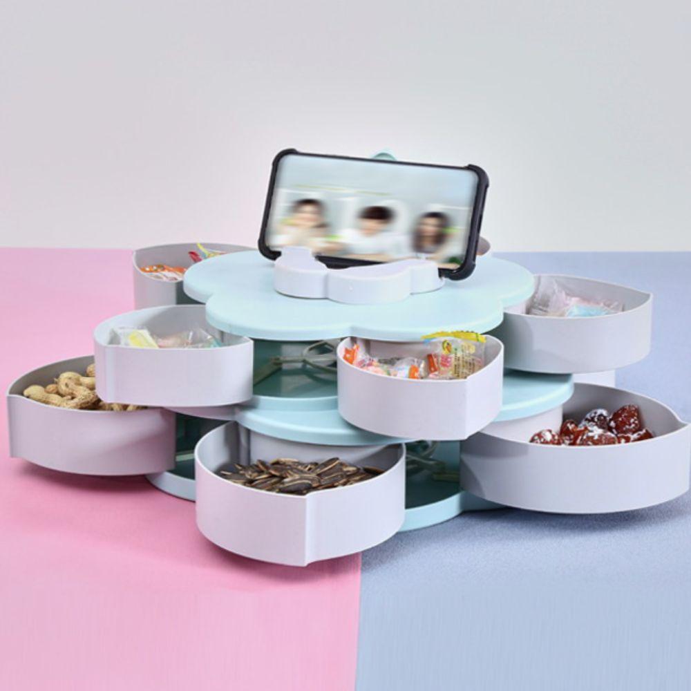 with Phone Holder Rotating Petal Candy Box Dust-proof Jewelry Organizer Snack Tray  Wedding