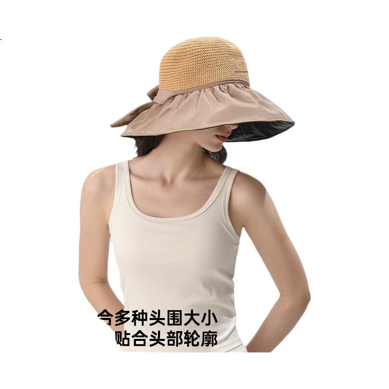 YUYULA Black Vinyl Sunscreen Hat Women Summer Outdoor UV Protection Sun Hat Fashionable Breathable Bucket Hat Beach Hat