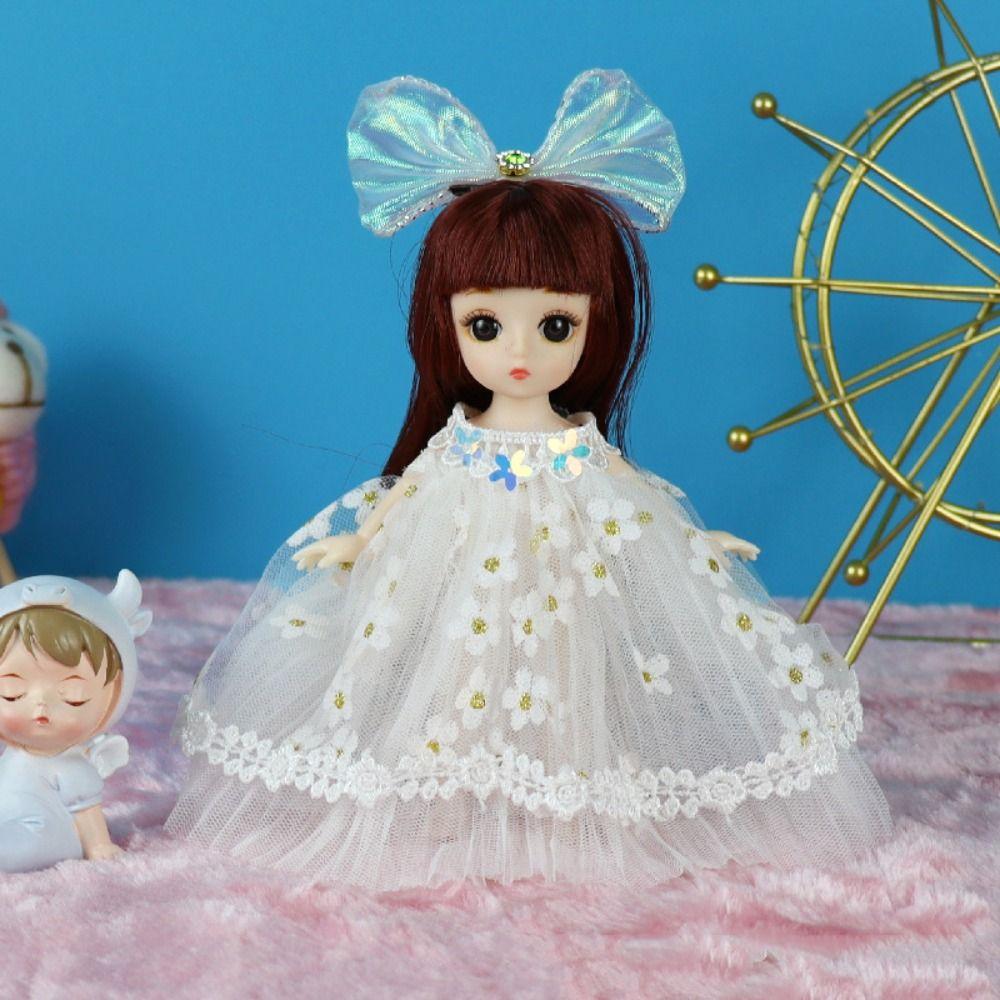 Attractive Eyes 17Cm Bjd Doll With Clothes Long Hair Elegant Princess Dress Up Bjd Dolls With Wig Make Up Anime