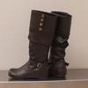 Women's Flat-bottomed Casual Boots Autumn and Winter New Inner Height Increase Solid Color Large Size Medium Boots