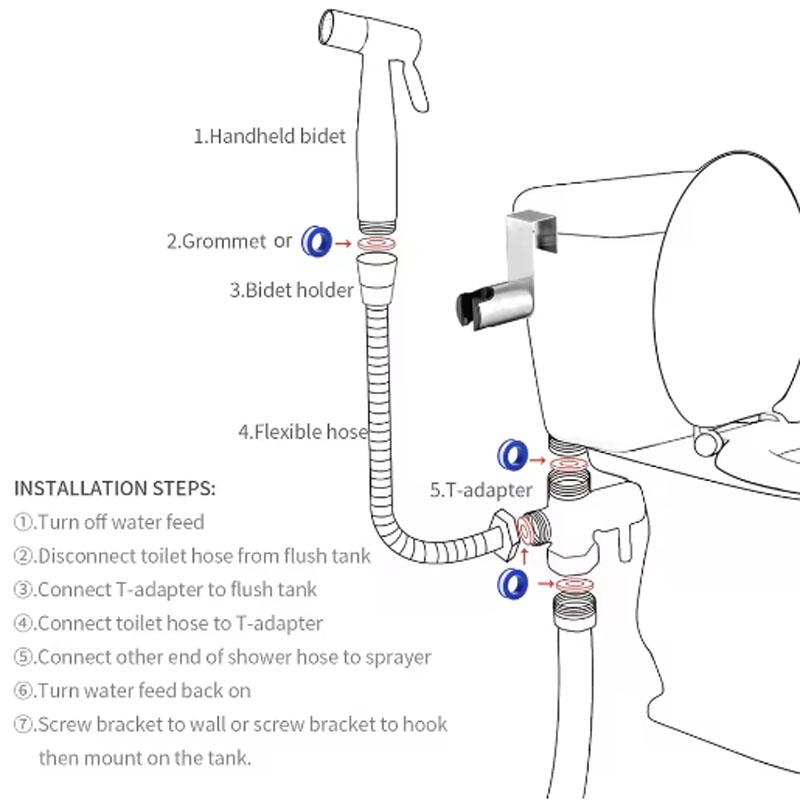 Portable Handheld Toilet Bidet Sprayer Gun Holder Self Cleaning Wash Bidet Faucet Spray 3 Way Valve Bathroom Hose Shower Head