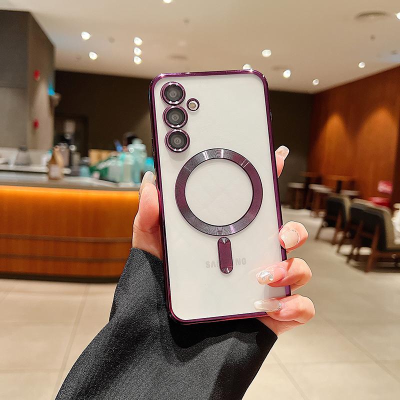 For Samsung S25 Ultra For Magsafe Fashion Plating Clear Shockproof Case For Samsung Galaxy S25 Plus S25 Edge Soft Bumper Cover