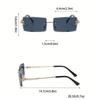 1 Pair Men's Retro Square Fashion Glasses Lightweight Frameless Design Casual Attire Stylish Frames Urban Style