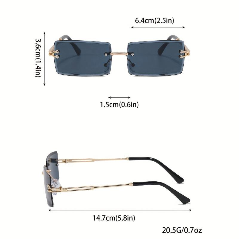 1 Pair Men's Retro Square Fashion Glasses Lightweight Frameless Design Casual Attire Stylish Frames Urban Style