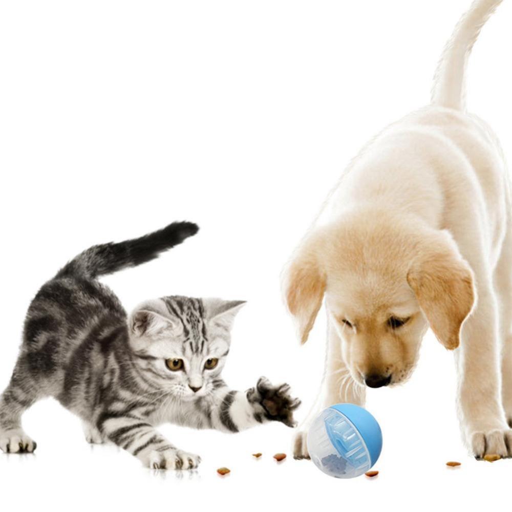 

Dog Cat Training Slow Feeder Balls Pet Food Dispenser Dog Puzzle Toys Leakage Food Balls синий