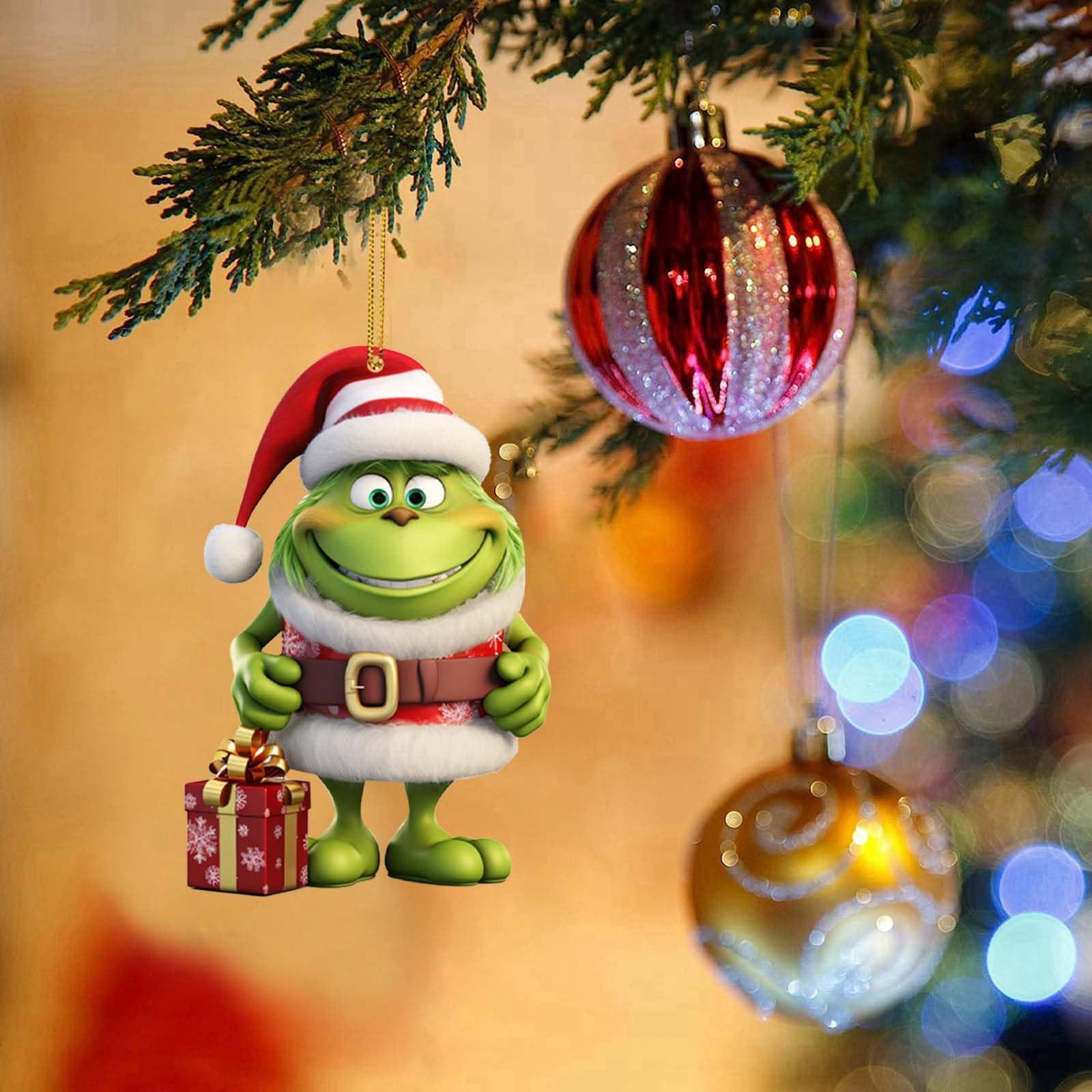 

Рождественские акриловые зеленые украшения, акриловые плоские подвесные украшения для рождественской елки, односторонняя печатная подвеска для дерева / автомобиля / рюкзаков 2D плоская One Size