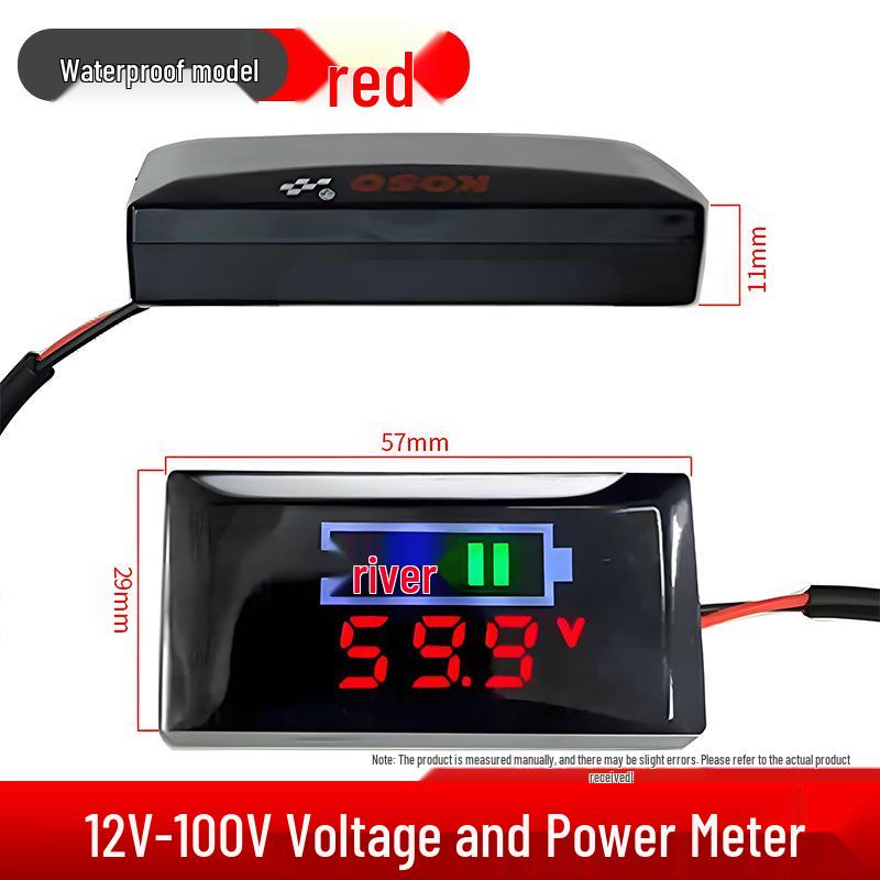 Waterproof Electric Vehicle Battery Voltage Display with Universal Reverse Connection Protection