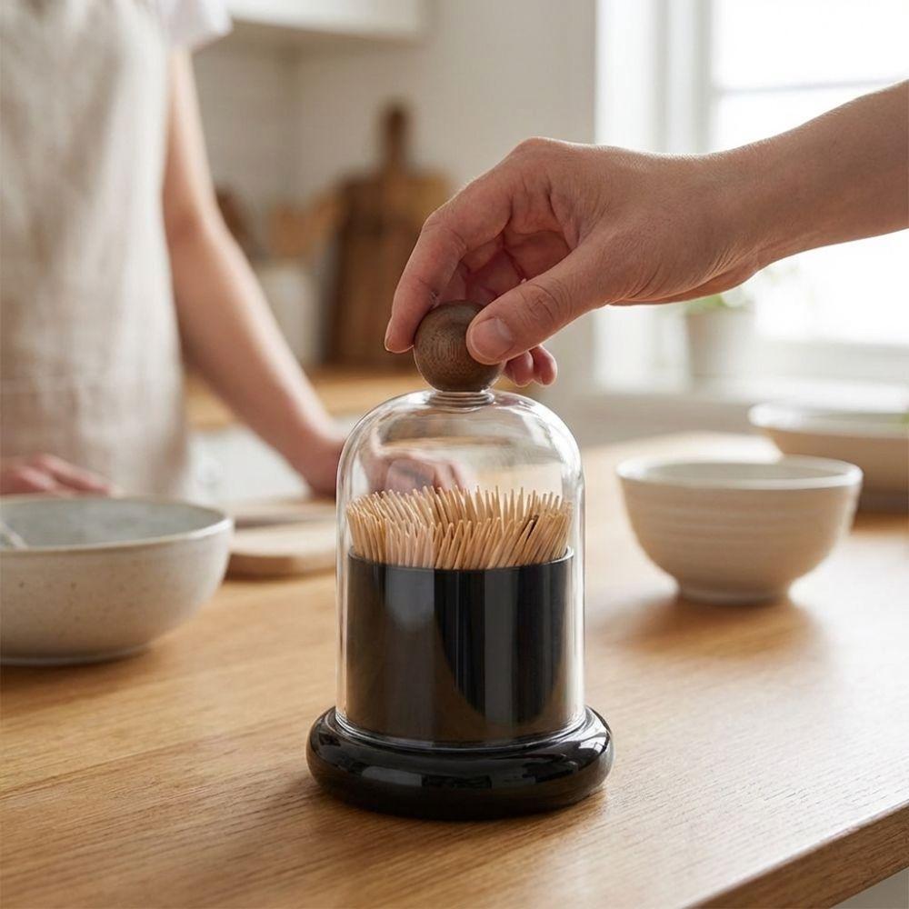 Retro Swab Toothpick Holder Plastic Cotton Swab Jar Portable Toothpick Dispenser  Bathroom Vanity